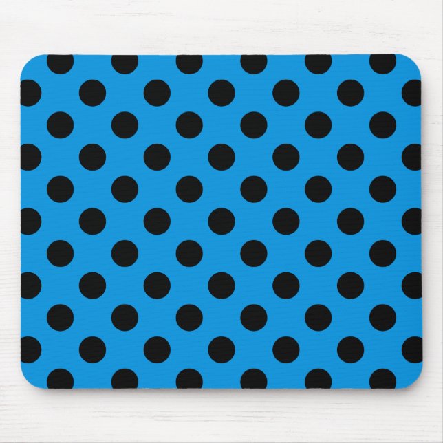 Schwarze Polka Punkte am Himmel blau Mousepad (Vorne)