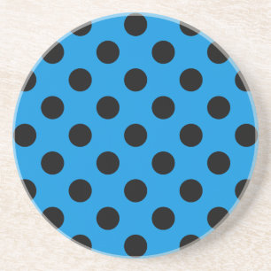 Schwarze Polka Punkte am Himmel blau Sandstein Untersetzer