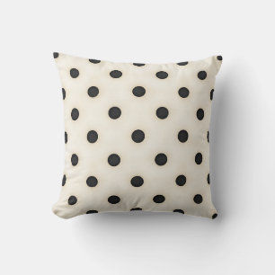 Schwarze Polka-Punkte auf Antik-Weiß Kissen