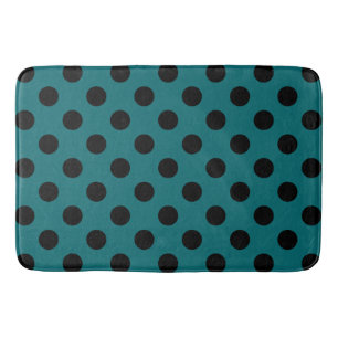 Schwarze Polka Punkte auf aquamarin Badematte