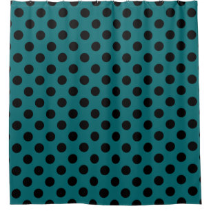 Schwarze Polka Punkte auf aquamarin Duschvorhang