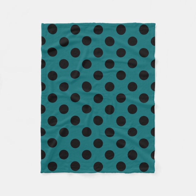 Schwarze Polka Punkte auf aquamarin Fleecedecke (Vorderseite)
