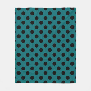 Schwarze Polka Punkte auf aquamarin Fleecedecke