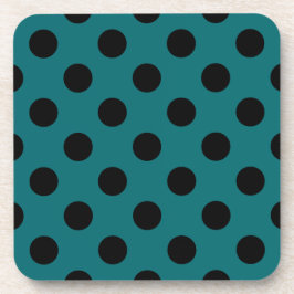 Schwarze Polka Punkte auf aquamarin Getränkeuntersetzer