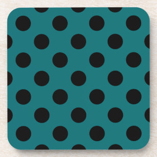 Schwarze Polka Punkte auf aquamarin Getränkeuntersetzer