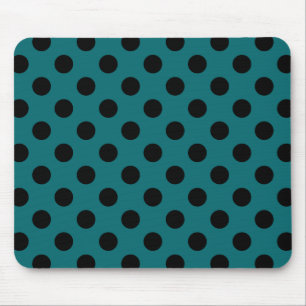 Schwarze Polka Punkte auf aquamarin Mousepad