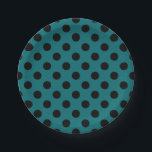 Schwarze Polka Punkte auf aquamarin Pappteller<br><div class="desc">Schwarze Polka Punkte auf aquamarin</div>