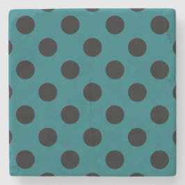 Schwarze Polka Punkte auf aquamarin Steinuntersetzer