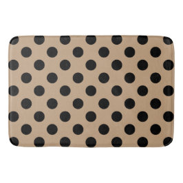 Schwarze Polka-Punkte auf Beige Badematte