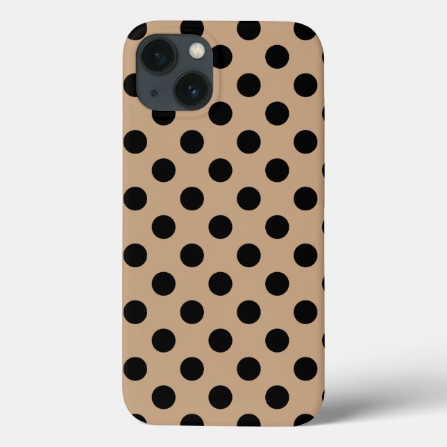 Schwarze Polka Punkte auf beige Case-Mate iPhone G Hülle (Rückseite)