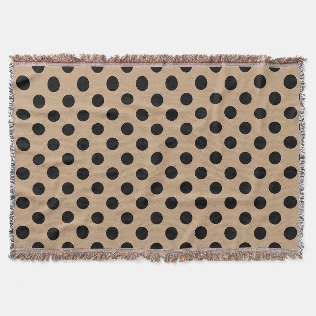 Schwarze Polka-Punkte auf Beige Decke (Vorderseite)