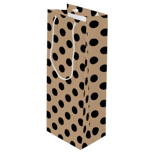 Schwarze Polka-Punkte auf Beige Geschenktüte Für Weinflaschen