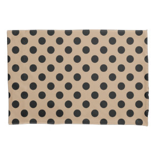 Schwarze Polka-Punkte auf Beige Kissenbezug