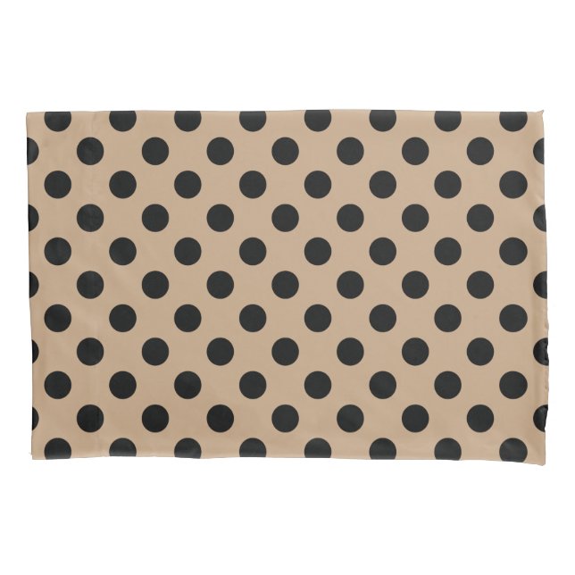 Schwarze Polka-Punkte auf Beige Kissenbezug (Vorderseite)