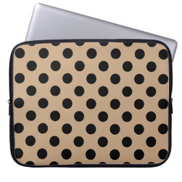 Schwarze Polka-Punkte auf Beige Laptopschutzhülle