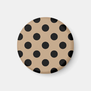Schwarze Polka-Punkte auf Beige Magnet