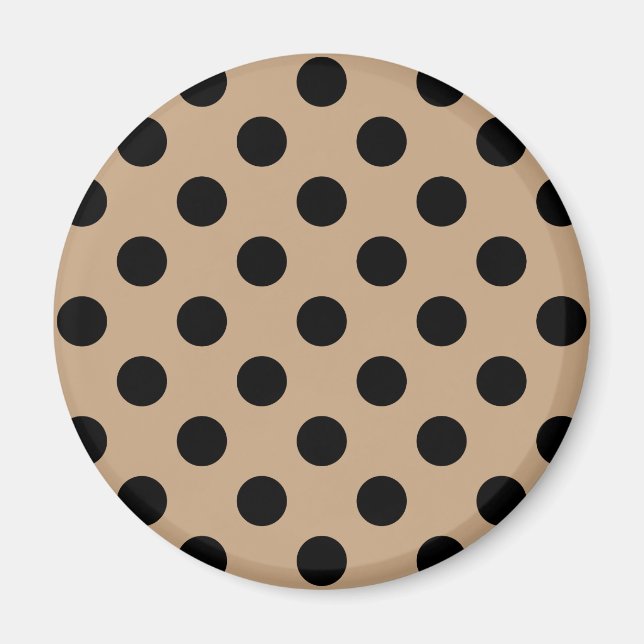 Schwarze Polka-Punkte auf Beige Magnet (Vorne)