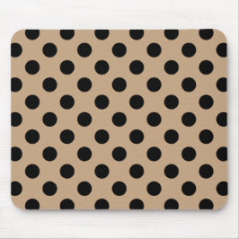 Schwarze Polka-Punkte auf Beige Mousepad
