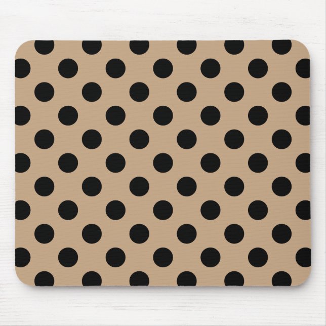 Schwarze Polka-Punkte auf Beige Mousepad (Vorne)
