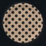 Schwarze Polka-Punkte auf Beige Pappteller<br><div class="desc">Schwarze Polka-Punkte auf Beige</div>
