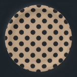 Schwarze Polka-Punkte auf Beige Pappteller<br><div class="desc">Schwarze Polka-Punkte auf Beige</div>