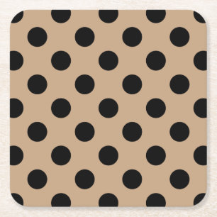 Schwarze Polka-Punkte auf Beige Rechteckiger Pappuntersetzer