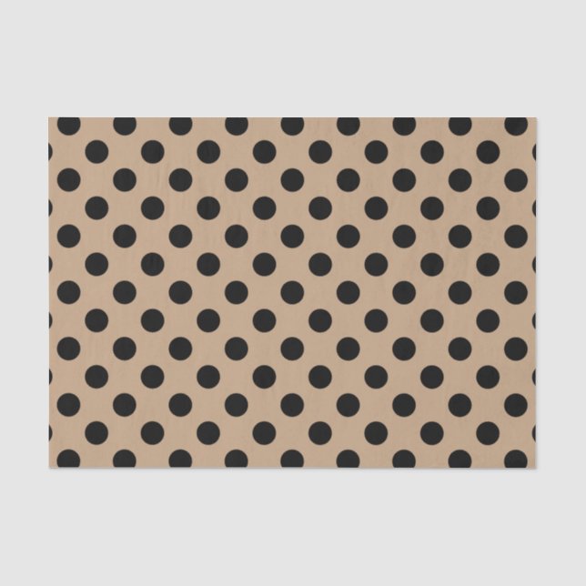 Schwarze Polka-Punkte auf Beige Seidenpapier (Vorderseite)