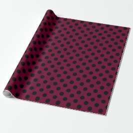 Schwarze Polka-Punkte auf Bordeaux Geschenkpapier