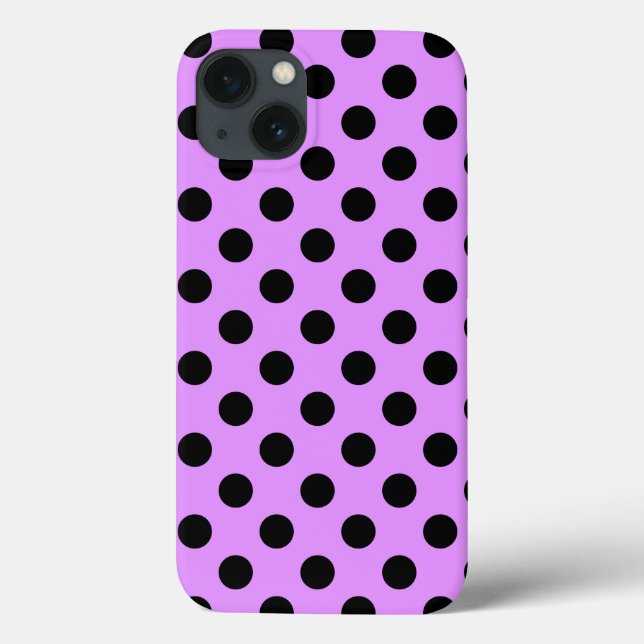 Schwarze Polka Punkte auf dem iPhone-Fall von lila Case-Mate iPhone Hülle (Rückseite)