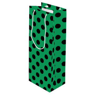 Schwarze Polka Punkte auf frisch grünem Geschenktüte Für Weinflaschen