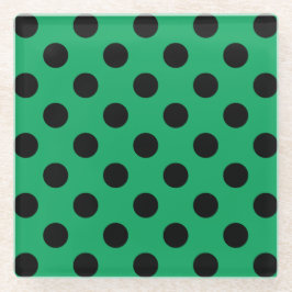 Schwarze Polka Punkte auf frisch grünem Glasuntersetzer