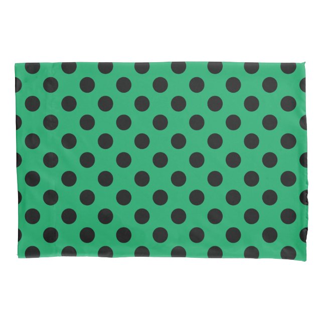 Schwarze Polka Punkte auf frisch grünem Kissenbezug (Vorderseite)