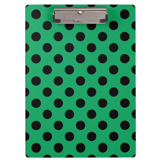 Schwarze Polka Punkte auf frisch grünem Klemmbrett (Vorderseite)