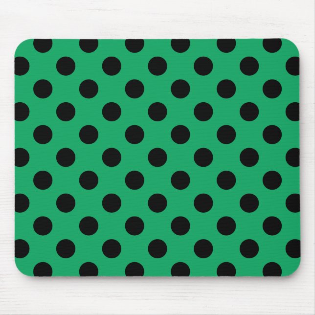 Schwarze Polka Punkte auf frisch grünem Mousepad (Vorne)