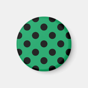 Schwarze Polka Punkte auf frischem Grün Magnet