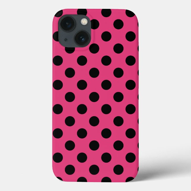Schwarze Polka Punkte auf Fuchsia Case-Mate iPhone Case-Mate iPhone Hülle (Rückseite)