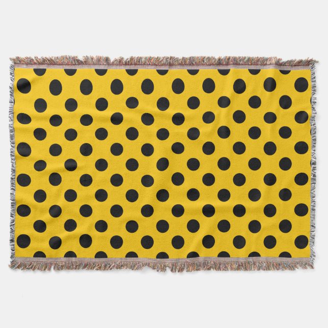Schwarze Polka-Punkte auf Gelb Decke (Vorderseite)