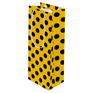 Schwarze Polka-Punkte auf Gelb Geschenktüte Für Weinflaschen