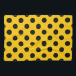 Schwarze Polka-Punkte auf Gelb Geschirrtuch<br><div class="desc">Schwarze Polka-Punkte auf Gelb</div>