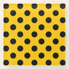 Schwarze Polka-Punkte auf Gelb Glasuntersetzer