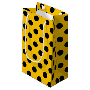 Schwarze Polka-Punkte auf Gelb Kleine Geschenktüte