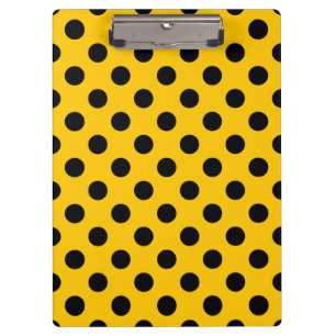 Schwarze Polka-Punkte auf Gelb Klemmbrett