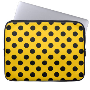 Schwarze Polka-Punkte auf Gelb Laptopschutzhülle