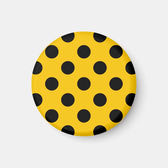 Schwarze Polka-Punkte auf Gelb Magnet (Vorne)