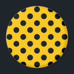 Schwarze Polka-Punkte auf Gelb Magnet<br><div class="desc">Schwarze Polka-Punkte auf Gelb</div>