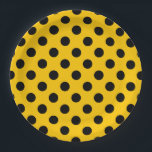 Schwarze Polka-Punkte auf Gelb Pappteller<br><div class="desc">Schwarze Polka-Punkte auf Gelb</div>