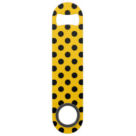 Schwarze Polka-Punkte auf Gelb Speedflaschenöffner