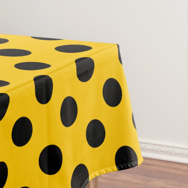 Schwarze Polka-Punkte auf Gelb Tischdecke (Beispiel)