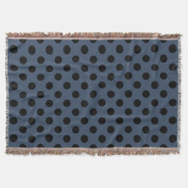 Schwarze Polka-Punkte auf grau-blau Decke