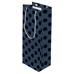 Schwarze Polka-Punkte auf grau-blau Geschenktüte Für Weinflaschen